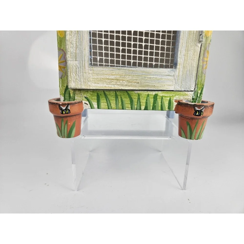 Cottage‎ Birdhouse Tabletop Cabinet Wire Mesh Welcome Friends